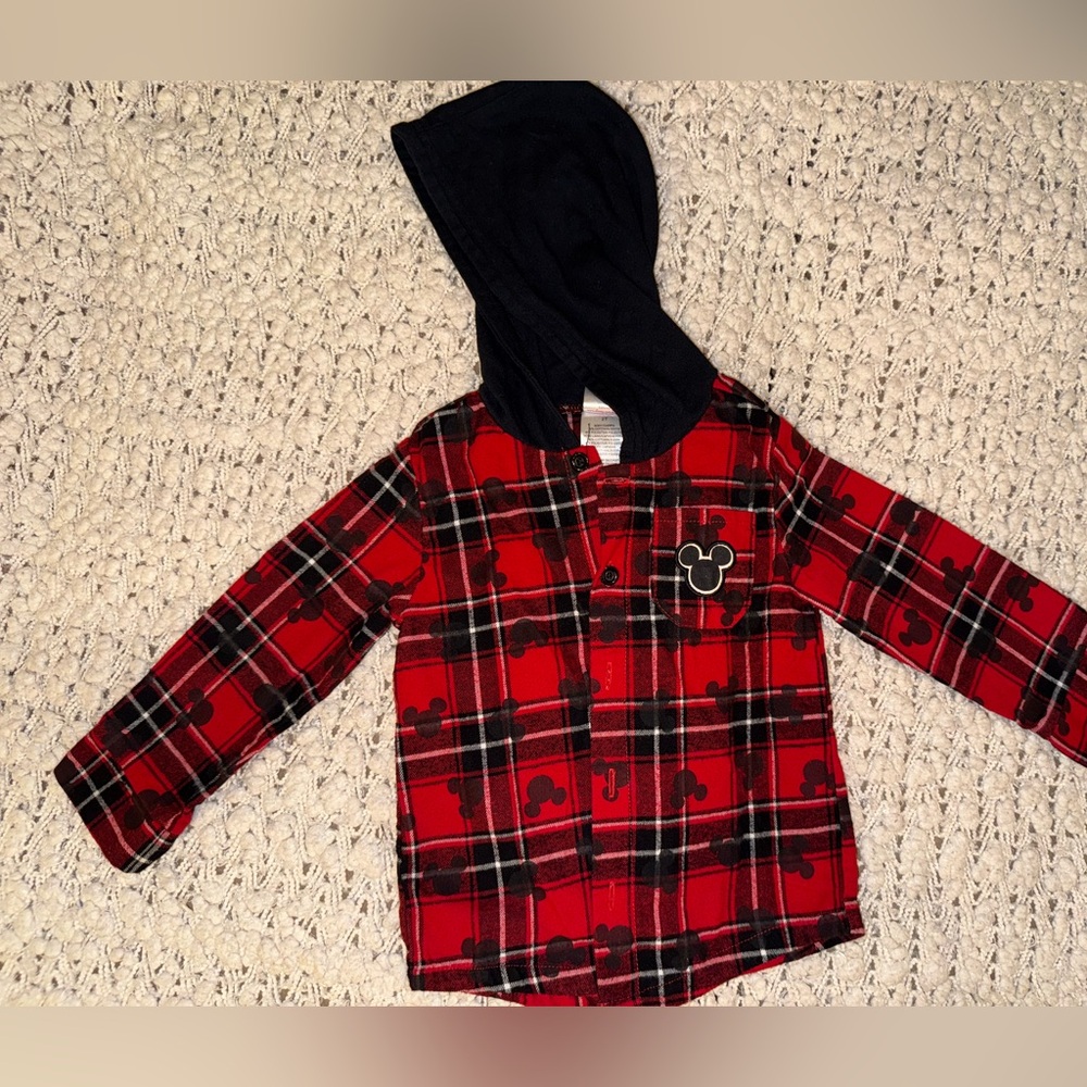 Mickey Mouse plaid button up 2T